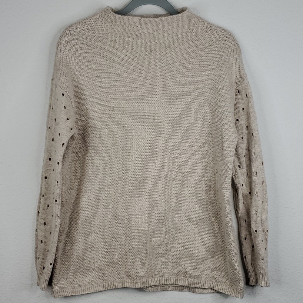 Anthro Moth sweater mock neck cutout long sleeves womens taupe size medium